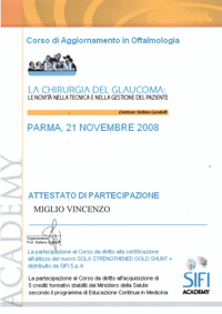 La chirurgia del glaucoma-Corso di aggiornamento